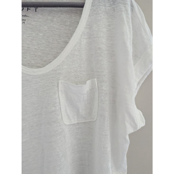 Loft 100% Linen Beach Boxy Relaxed Fit White T-shirt Women's Size M - Picture 4 of 6